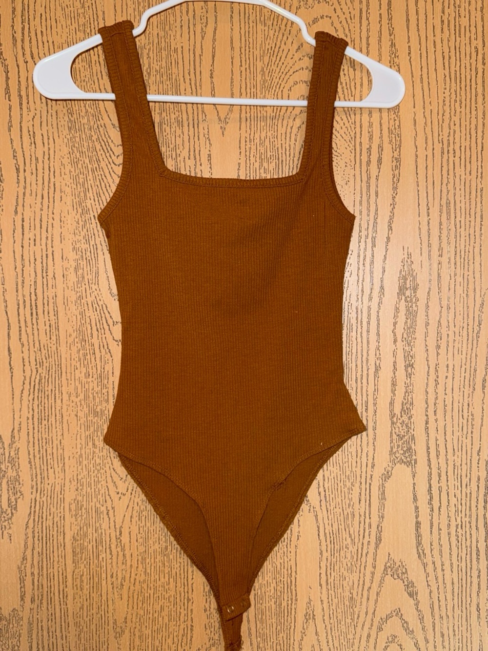 Forever 21 Ribbed Square Neck Brown Bodysuit
